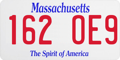 MA license plate 162OE9