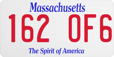 MA license plate 162OF6