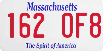 MA license plate 162OF8