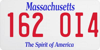 MA license plate 162OI4