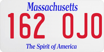 MA license plate 162OJ0