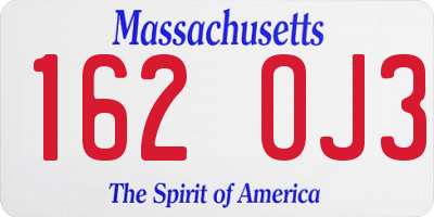 MA license plate 162OJ3