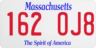 MA license plate 162OJ8