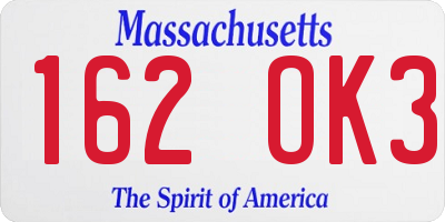 MA license plate 162OK3