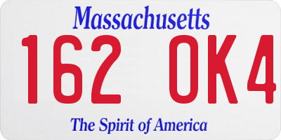 MA license plate 162OK4