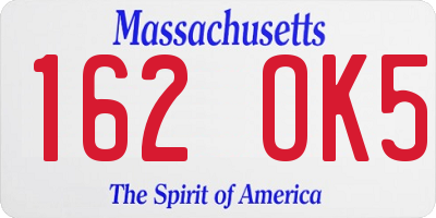 MA license plate 162OK5