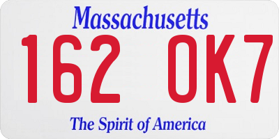 MA license plate 162OK7