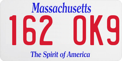 MA license plate 162OK9
