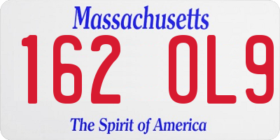 MA license plate 162OL9