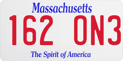MA license plate 162ON3