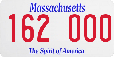 MA license plate 162OO0