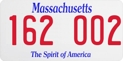 MA license plate 162OO2