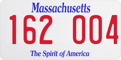 MA license plate 162OO4