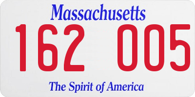 MA license plate 162OO5