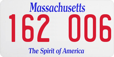 MA license plate 162OO6