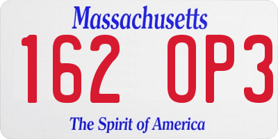MA license plate 162OP3