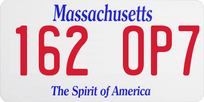 MA license plate 162OP7