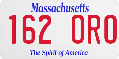 MA license plate 162OR0