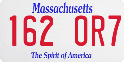 MA license plate 162OR7