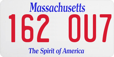 MA license plate 162OU7
