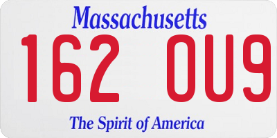 MA license plate 162OU9