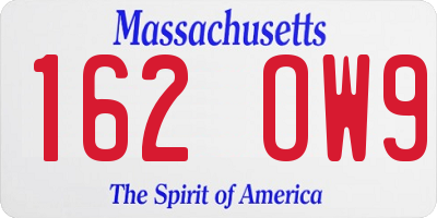 MA license plate 162OW9