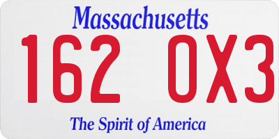 MA license plate 162OX3