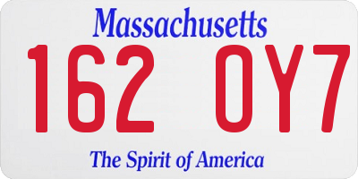 MA license plate 162OY7
