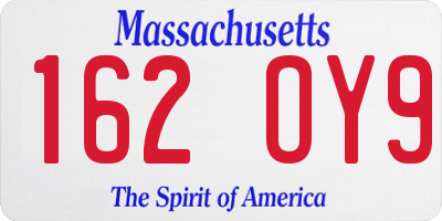 MA license plate 162OY9