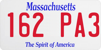 MA license plate 162PA3