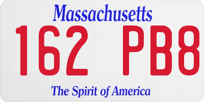 MA license plate 162PB8