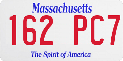 MA license plate 162PC7