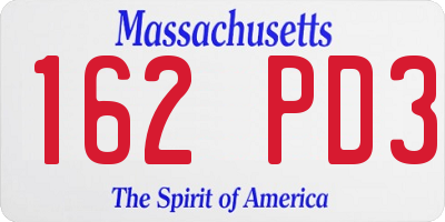 MA license plate 162PD3