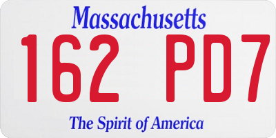 MA license plate 162PD7