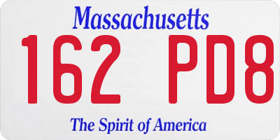 MA license plate 162PD8