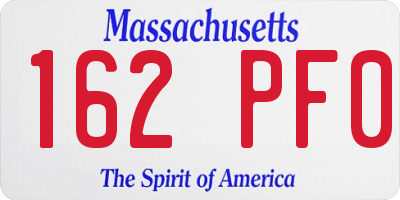 MA license plate 162PF0