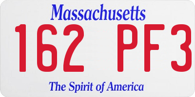 MA license plate 162PF3