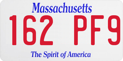 MA license plate 162PF9