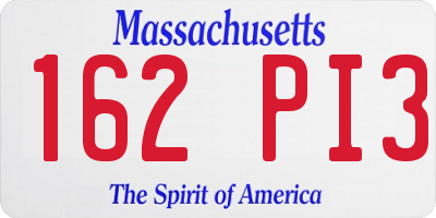 MA license plate 162PI3