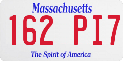 MA license plate 162PI7