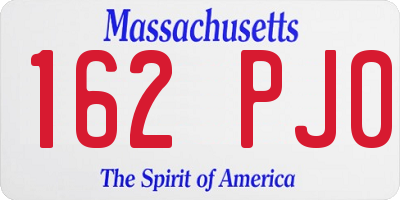 MA license plate 162PJ0