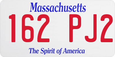 MA license plate 162PJ2