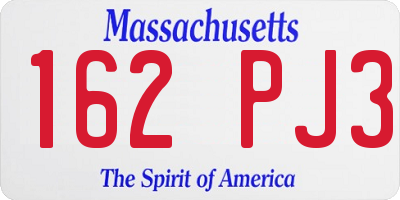 MA license plate 162PJ3