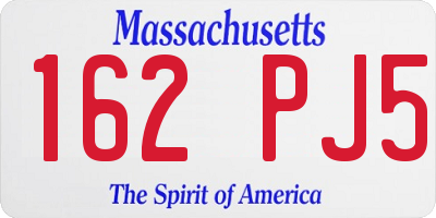 MA license plate 162PJ5