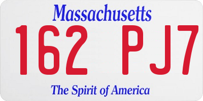 MA license plate 162PJ7