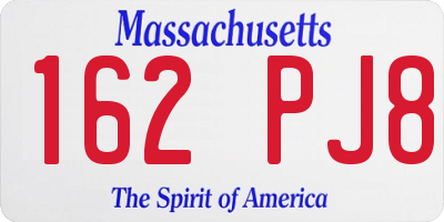 MA license plate 162PJ8