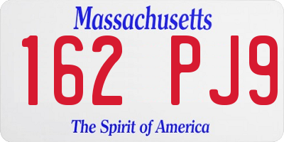 MA license plate 162PJ9