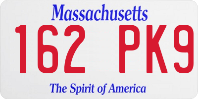 MA license plate 162PK9