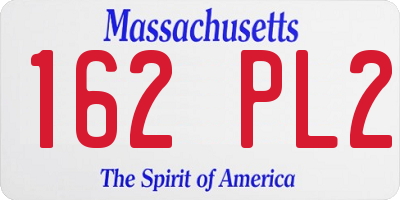MA license plate 162PL2
