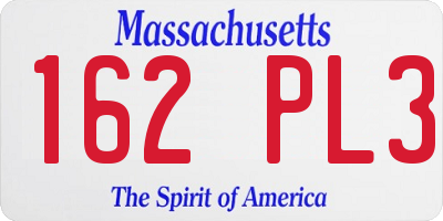 MA license plate 162PL3